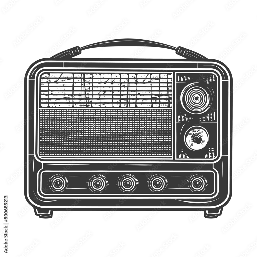 Silhouette old radio black color only full Silhouette old radio black color only full