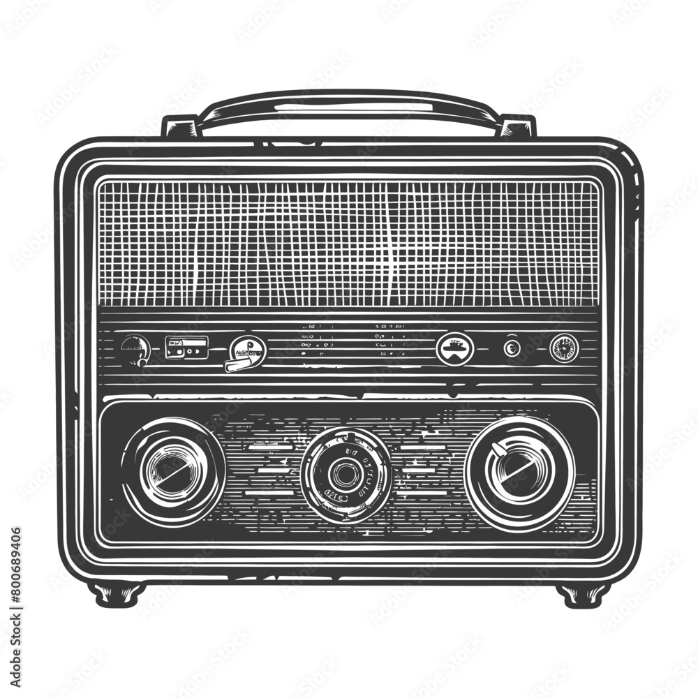 Silhouette old radio black color only full Silhouette old radio black color only full