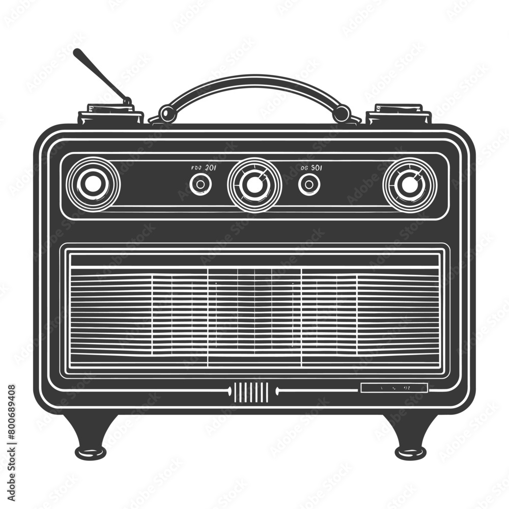 Silhouette old radio black color only full Silhouette old radio black color only full