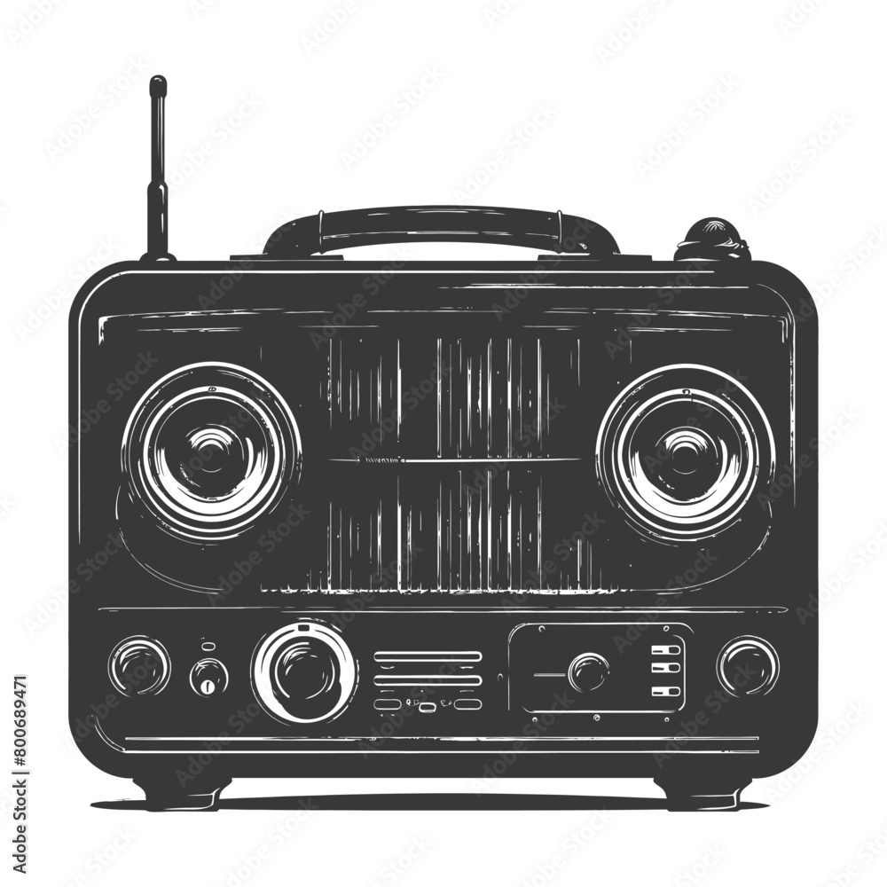 Silhouette old radio black color only full