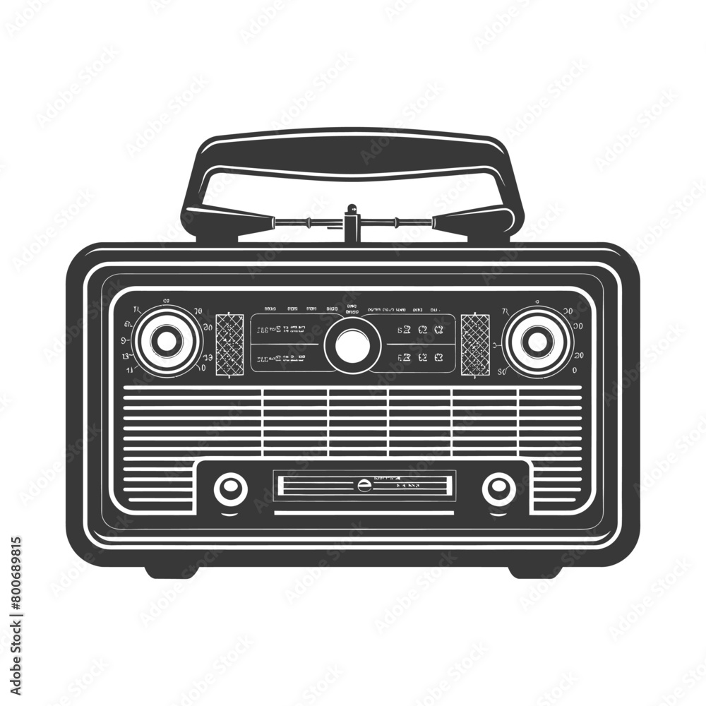 Silhouette old radio black color only full Silhouette old radio black color only full