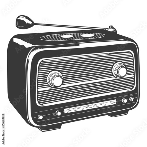 Silhouette old radio black color only full
