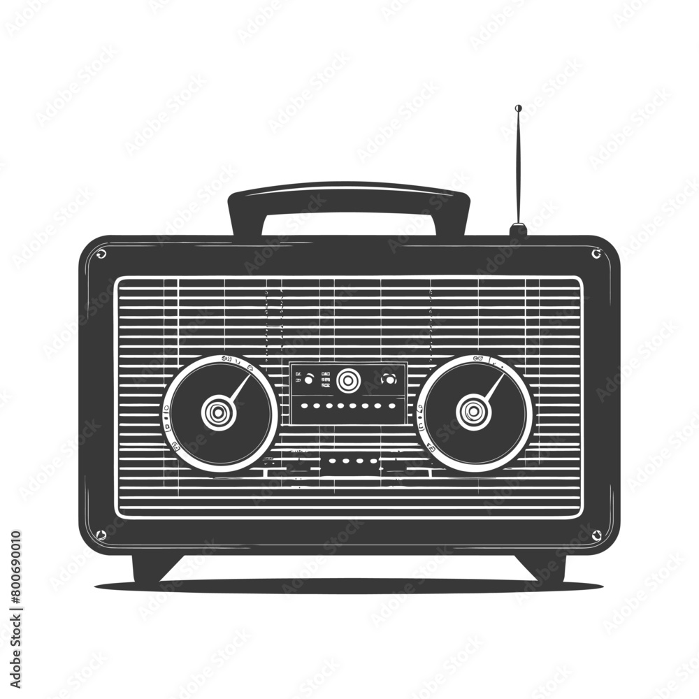 Silhouette old radio black color only full Silhouette old radio black color only full