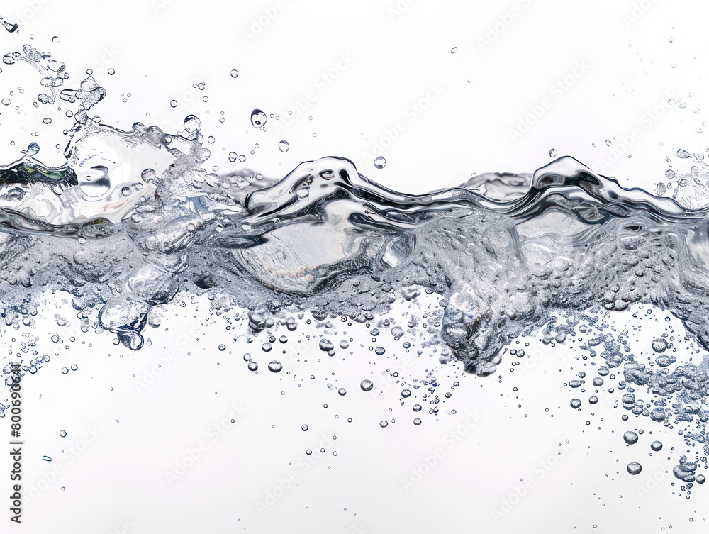 water and air bubbles over white background water and air bubbles over white background