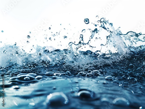 water and air bubbles over white background