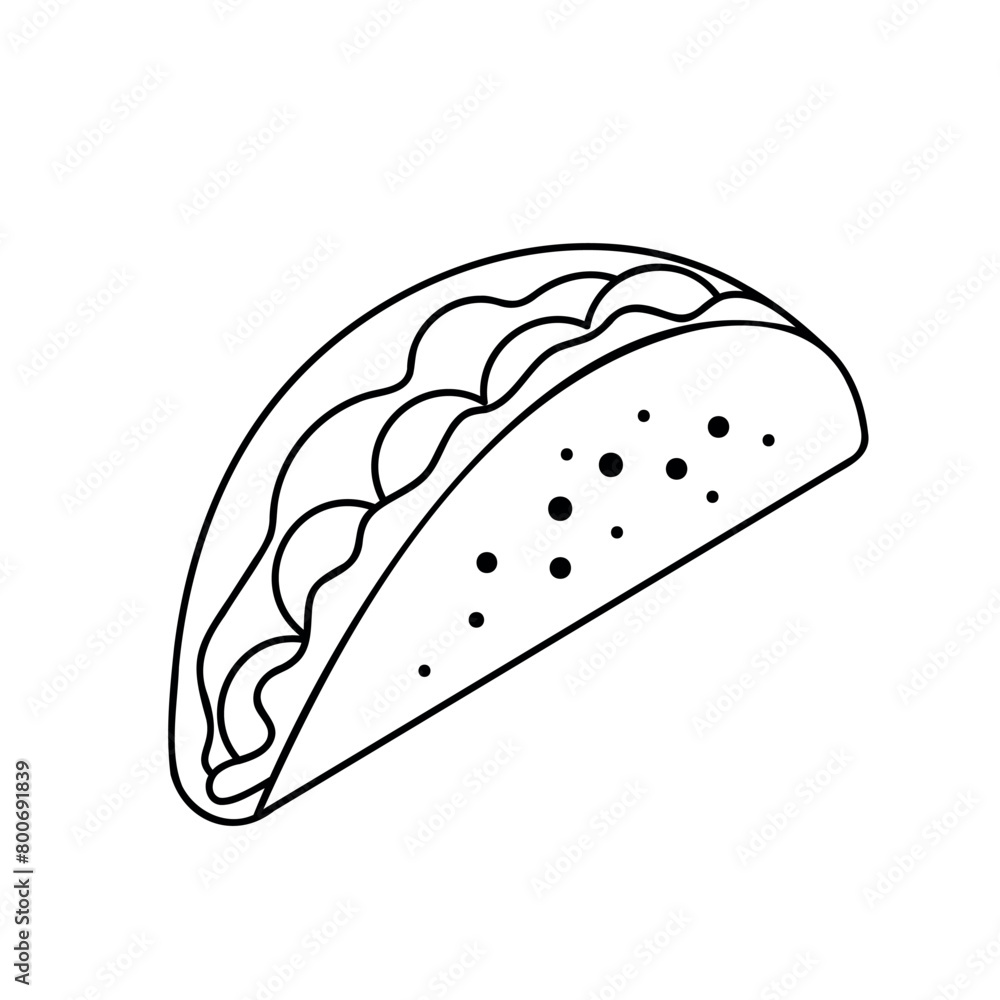 taco with tortilla shell, mexican food, cinco de mayo symbol, vector illustration