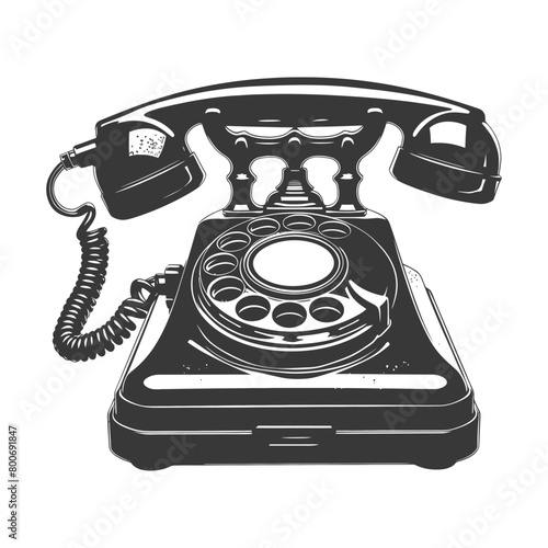 Silhouette old telephone black color only full