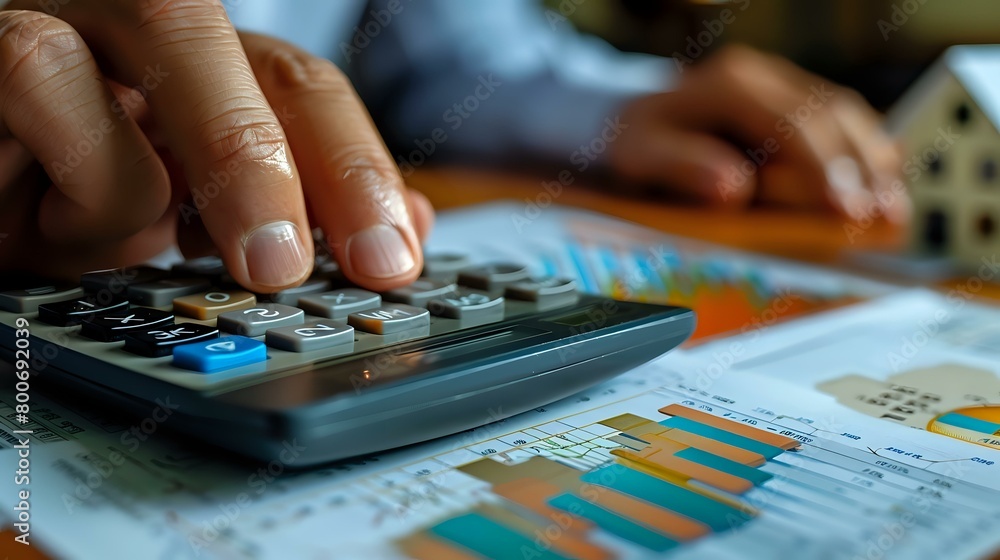 Fototapeta premium Analytical Hands: Calculating Financial Figures