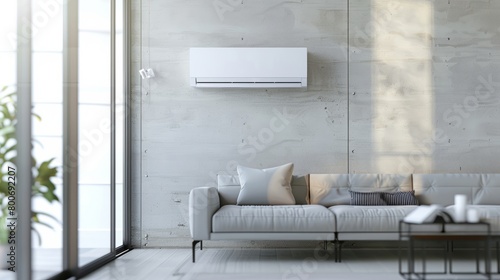 Energy saving, energy saving and emission reduction, Energy-saving air conditioning, fresh and natural modern living room.