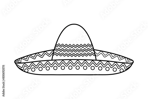 sombrero black line icon, cinco de mayo symbol on white background, vector illustration
