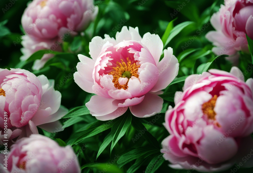 Obraz premium leaves Pattern peony flower fragrant pink green Background Flower Summer Wedding Nature Spring Birthday Leaf Gift White Floral Beauty Rose Garden Green Plant Tropical Valentine Pink Day Ecology Petal'