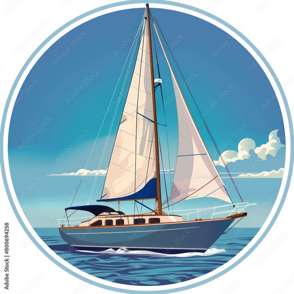 Fototapeta premium sailboat illustration with a blue-sky background