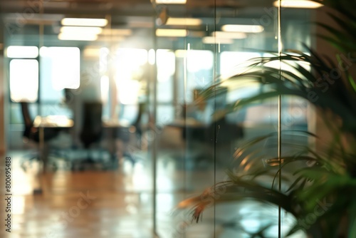 blurred and out of focus modern glass wall office