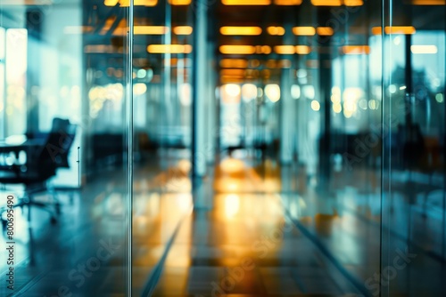 blurred and out of focus modern glass wall office