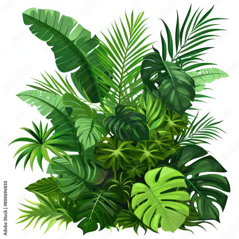 tropical foliage on a white background