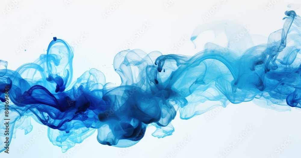 flowing blue smoke on white background