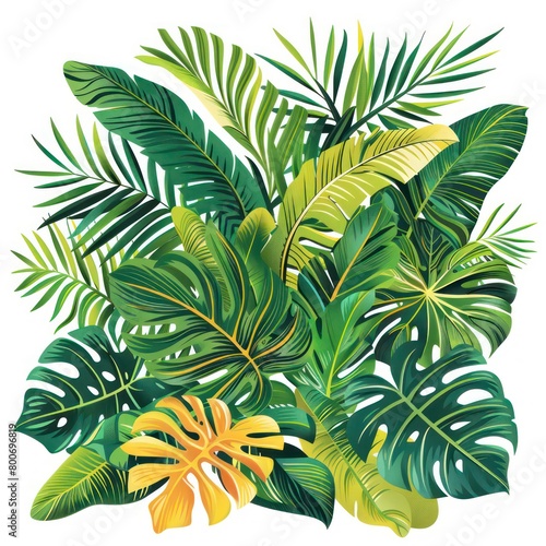 Wallpaper Mural tropical foliage on a white background Torontodigital.ca