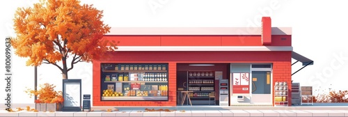 illustrated grocery store at the street