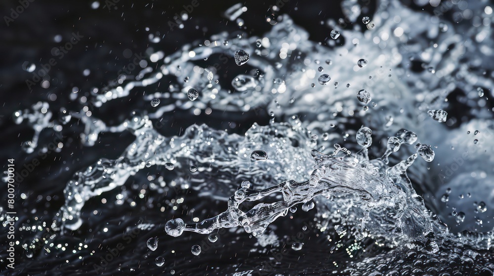 gushing water from one spring on a black background gushing water from one spring on a black background