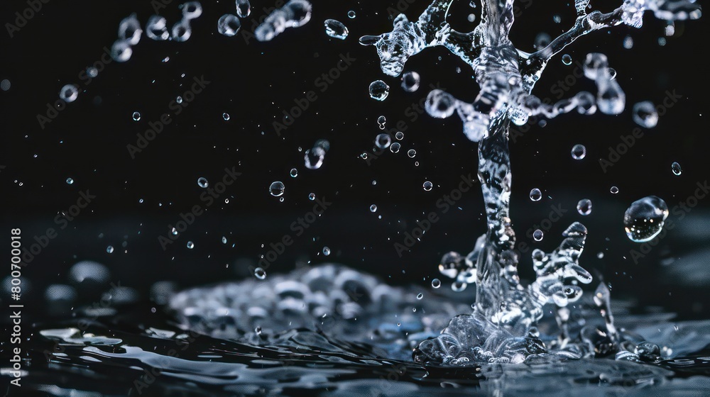 gushing water from one spring on a black background gushing water from one spring on a black background