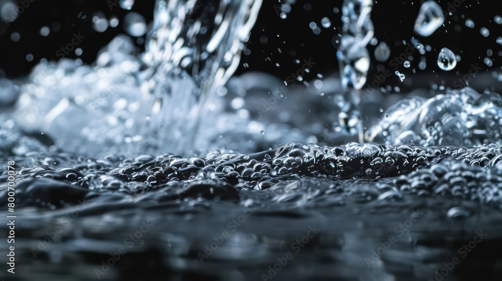 gushing water from one spring on a black background gushing water from one spring on a black background