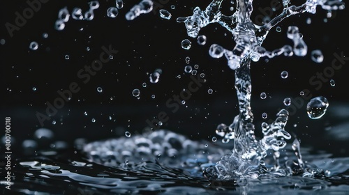 gushing water from one spring on a black background