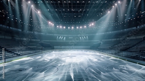 ice hockey stadium, high angle, spotlights