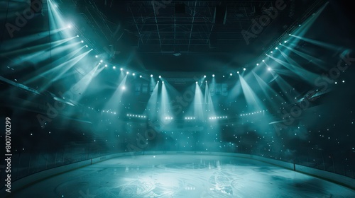 ice hockey stadium, high angle, spotlights