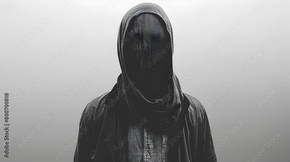 Mysterious Figure in Black and White Hooded Attire An Enigmatic Portrait of Simplicity and Intrigue