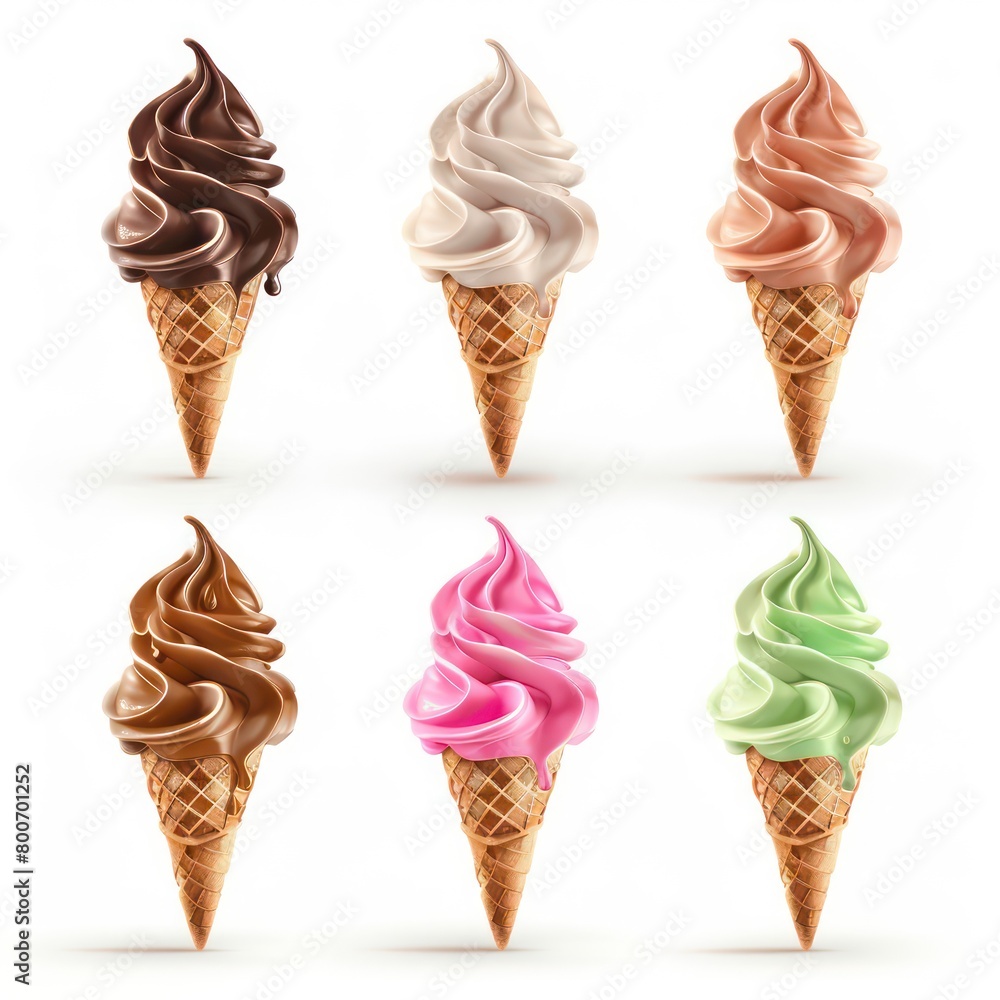 Ice cream cones with different flavors Ice cream cones with different flavors