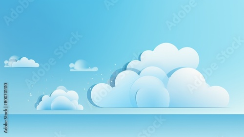 fluffy clouds paper art style background