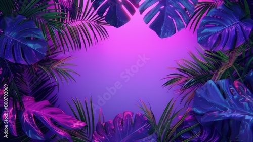 creative jungle purple neon rectangle art background