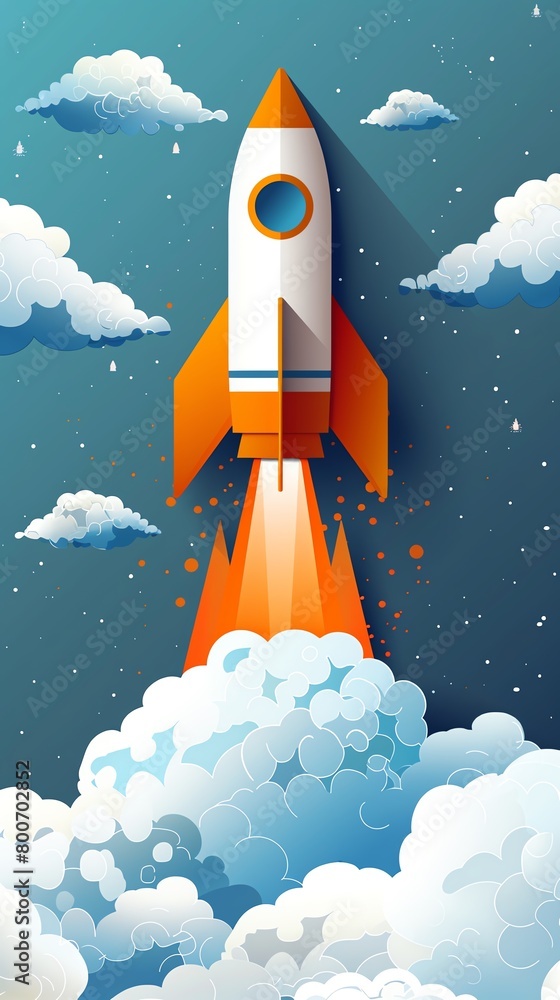 Vector icons of a rocket breaking through clouds, symbolize speed and unstoppable progress of business growing. Vector icons of a rocket breaking through clouds, symbolize speed and unstoppable progress of business growing.