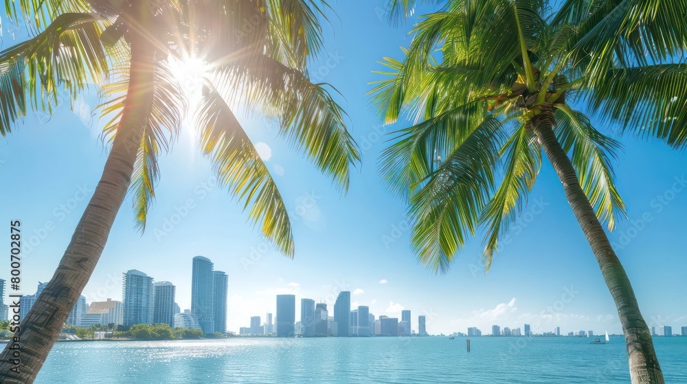 Naklejka premium tropical city skyline 