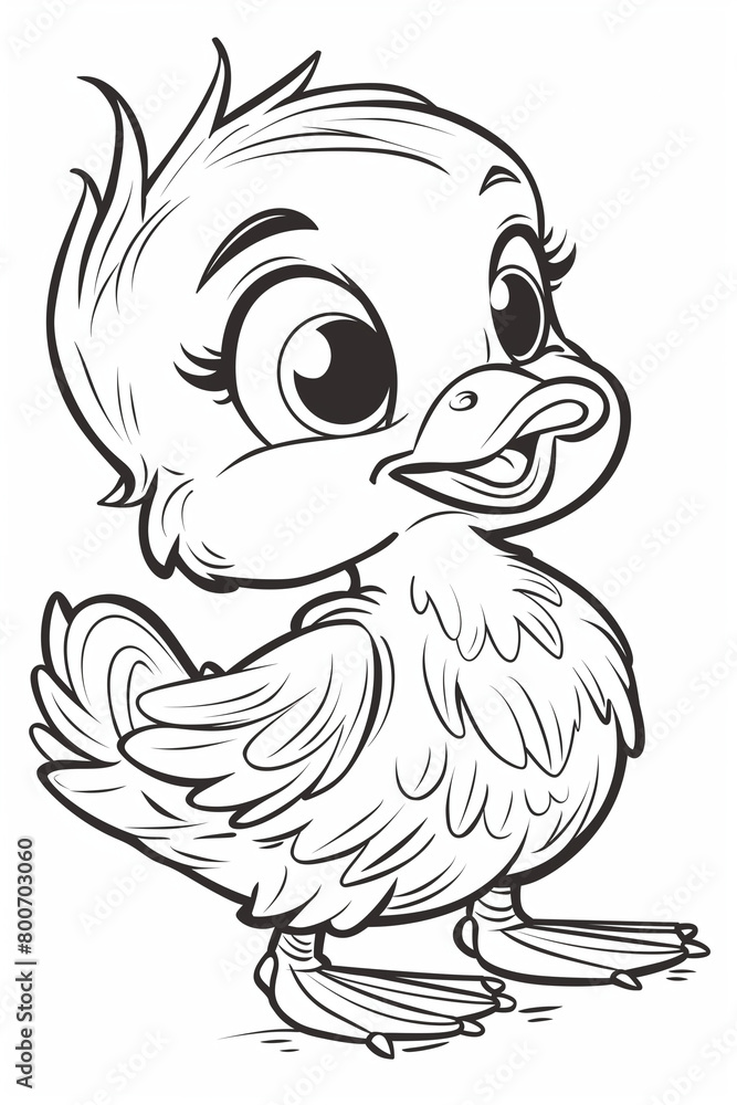 Obraz premium Cute baby duck,coloring for kids showing an amazing cartoon style.There is no shade behind.