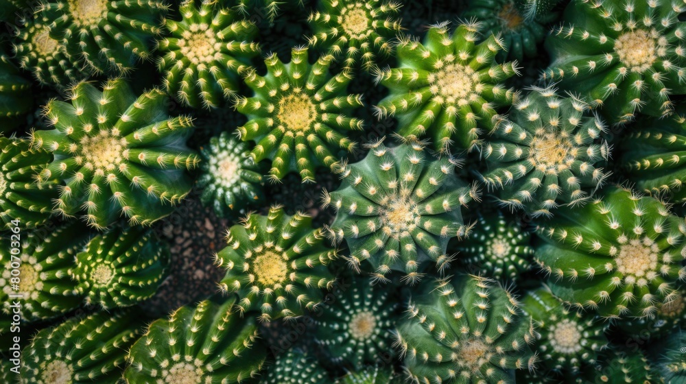 Close-up of green cactus cluster from above Close-up of green cactus cluster from above