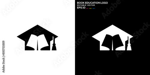 Vector graphic template of education logo combined with books, university, graduation, icon symbol EPS 10