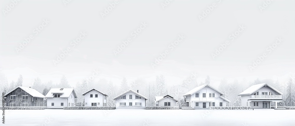 A white urban background with copy space, showcasing a row of houses on a misty day, perfect for conveying a blank design and urban concept 8K , high-resolution, ultra HD,up32K HD A white urban background with copy space, showcasing a row of houses on a misty day, perfect for conveying a blank design and urban concept 8K , high-resolution, ultra HD,up32K HD