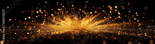 Golden fireworks bursting in the sky, isolated on a black background, offering a night festive view abstract with copy space 8K , high-resolution, ultra HD,up32K HD