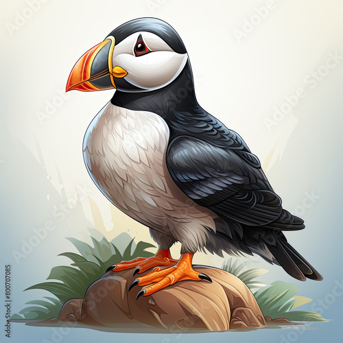 Watercolor Puffin vector, clipart Illustration, Generative Ai