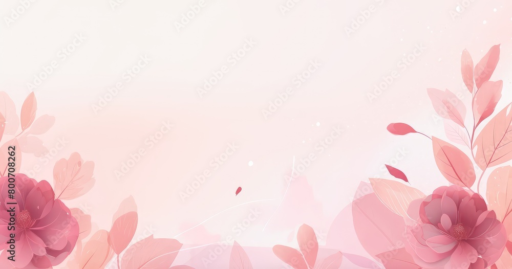 Watercolor floral background vector presentation design with abstract simple shapes of leaves and flowers