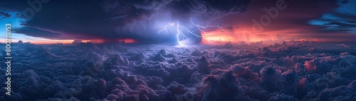 Volcanic lightning storm wreaking havoc across tumultuous cloudscapes photo