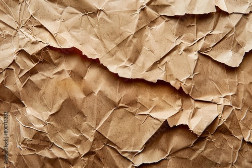 Piece of paper with intricate creases and wrinkles. Textured background for creative works. photo