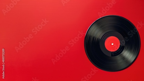 Vinyl record on red background