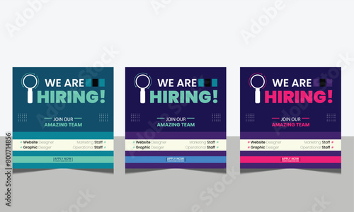 We are hiring Set of Editable minimal square banner template for social media post and web internet ads