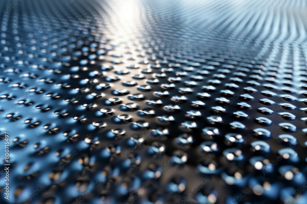 A close up of a shiny, metallic surface with many small dots
