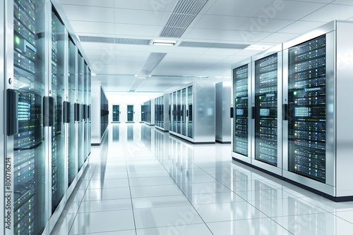 Obraz na płótnie Clean and modern white data center server room w salonie