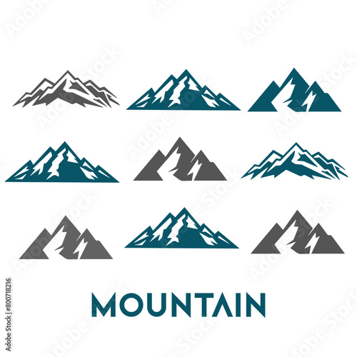 mountain silhouette , set of blue rocky mountain silhouette. bundle vector.