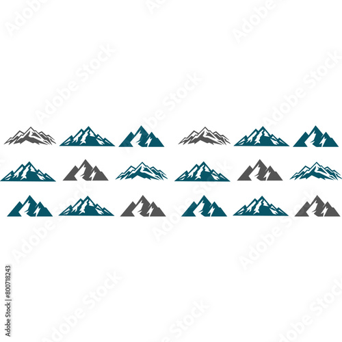 mountain silhouette , set of blue rocky mountain silhouette. bundle vector.