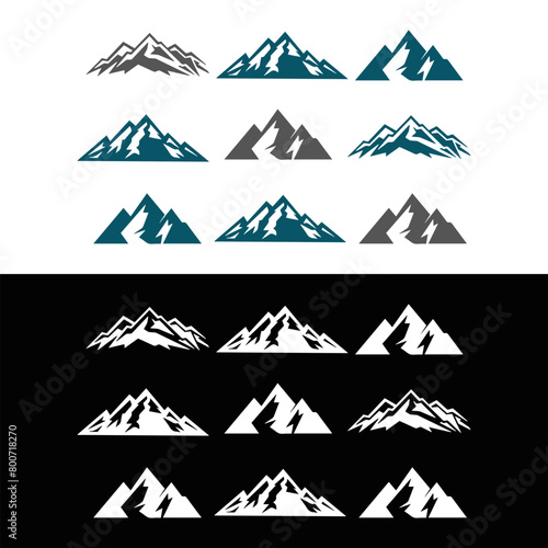 mountain silhouette , set of blue rocky mountain silhouette. bundle vector.
